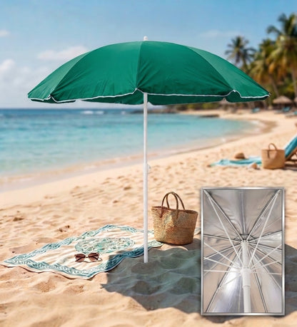Ombrellone da Spiaggia Ø 170 cm - Interno Silver Anti-UV con 8 Stecche Rinforzate