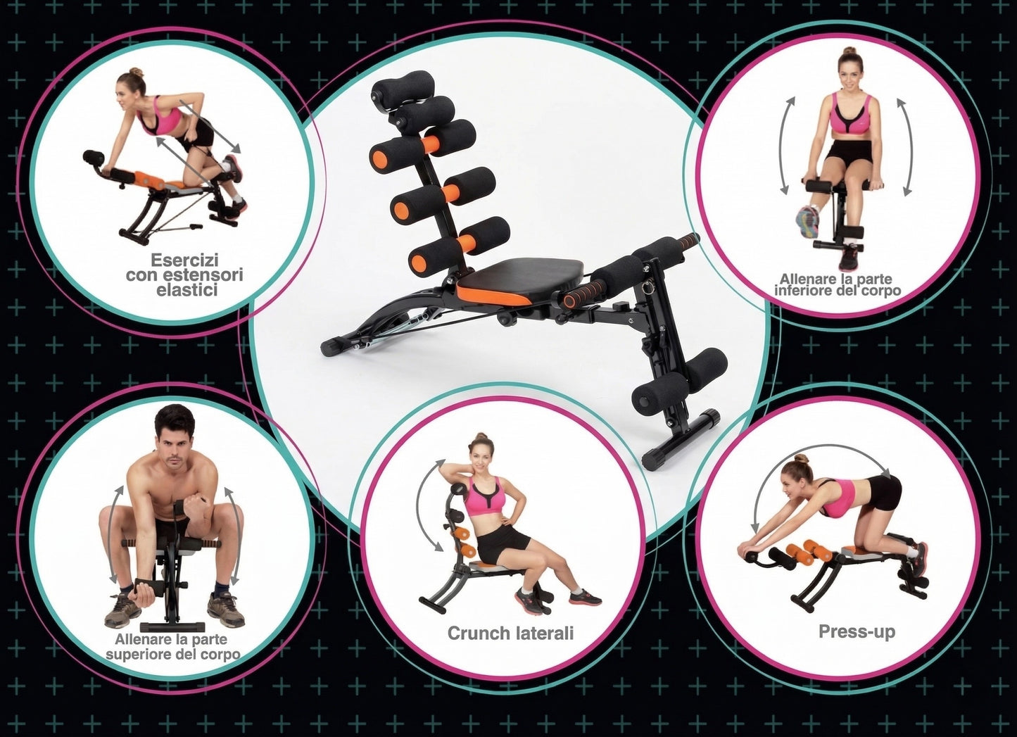 Panca Fitness Multifunzione 22-in-1  per Allenamento Total Body a Casa