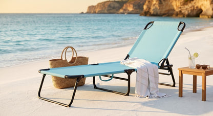 Lettino Mare Pieghevole Portatile, Schienale Regolabile in 4 Posizioni, Struttura in Metallo Resistente e Tessuto Traspirante, Ideale per Spiaggia, Giardino e Campeggio, Salvaspazio