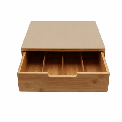 Porta Cialde in Bambù con Cassetto – Organizer Elegante per Cialde, Capsule e Tisane