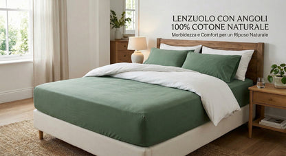 Lenzuolo Sotto con Angoli Matrimoniale 180x200 cm in 100% Puro Cotone