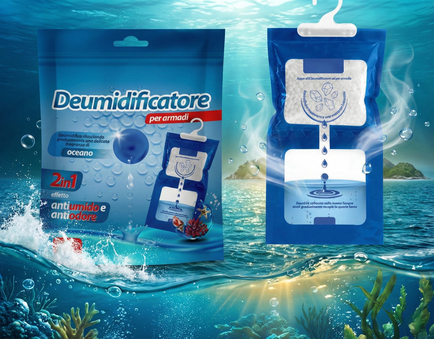 Set 6 Deumidificatore per Armadi da Appendere 2 in 1 Antiumido e Antiodore - 6 Fragranze
