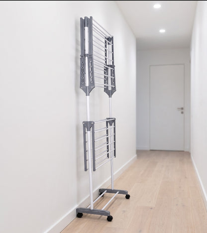 Stendibiancheria a Torre 3 Livelli XL - Salvaspazio, con Ruote e Bracci Porta Grucce - 170cm