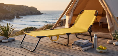 Lettino Mare Pieghevole Portatile, Schienale Regolabile in 4 Posizioni, Struttura in Metallo Resistente e Tessuto Traspirante, Ideale per Spiaggia, Giardino e Campeggio, Salvaspazio