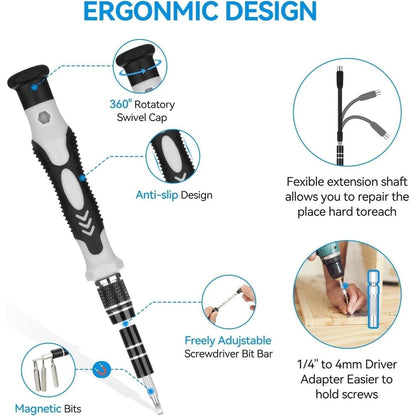 Set di Cacciaviti di Precisione 115 in 1, Kit di Strumenti per la Riparazione di Elettronica con Punte Magnetiche Micro per iPhone, Computer, pz, Laptop, Telefono, Mac, Tablet, Fai Da Te Domestico, Console di Gioco, Occhiali, Orologio, Campanello Ecc