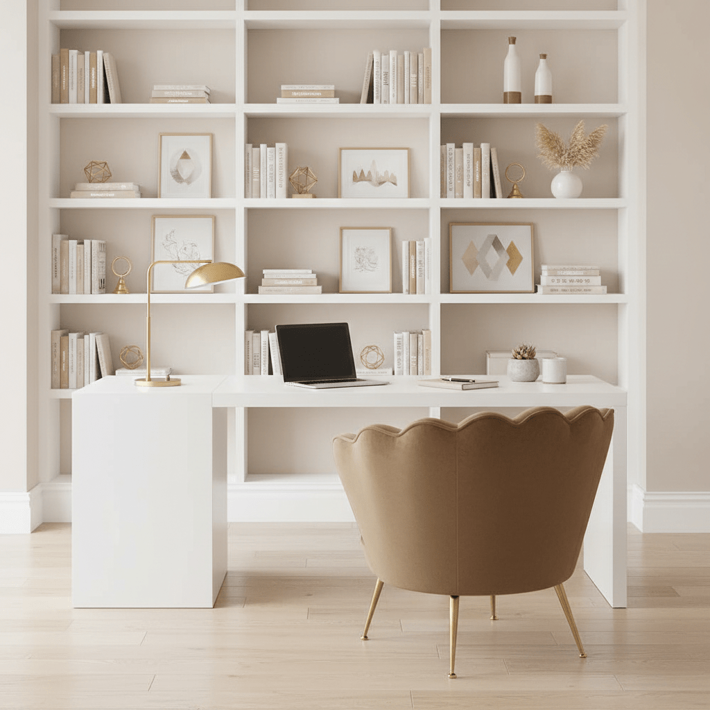 Poltrona a Conchiglia in Velluto Marrone con Cuscino. Gambe in Metallo Dorato. Design Moderno Glamour per Salotto, Camera e Vanity. Seduta Imbottita ed Ergonomica. Misure 70x67x75cm. Stile Vintage Chic.