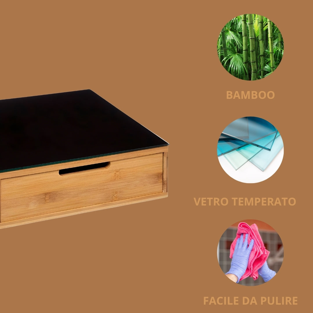 Porta Cialde in Bambù con Cassetto – Organizer Elegante per Cialde, Capsule e Tisane
