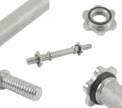 Manubrio Componibile 40cm in Acciaio Cromato con Ghiere di Sicurezza a Stella - Presa Antiscivolo