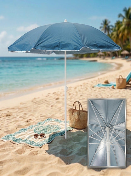 Ombrellone da Spiaggia Ø 170 cm - Interno Silver Anti-UV con 8 Stecche Rinforzate