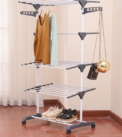 Stendibiancheria a Torre 3 Livelli XL - Salvaspazio, con Ruote e Bracci Porta Grucce - 170cm
