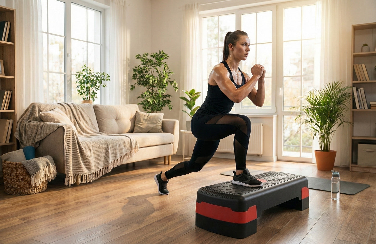 Step Aerobico Regolabile a 2 Livelli - Pedana Fitness Antiscivolo