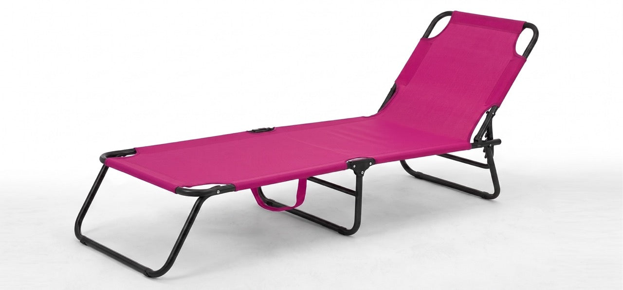 Lettino Mare Pieghevole Portatile, Schienale Regolabile in 4 Posizioni, Struttura in Metallo Resistente e Tessuto Traspirante, Ideale per Spiaggia, Giardino e Campeggio, Salvaspazio