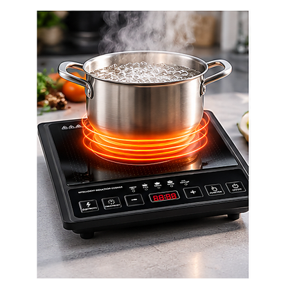 fornello elettrico, 2000W, portatile, timer, display digitale, temperatura regolabile