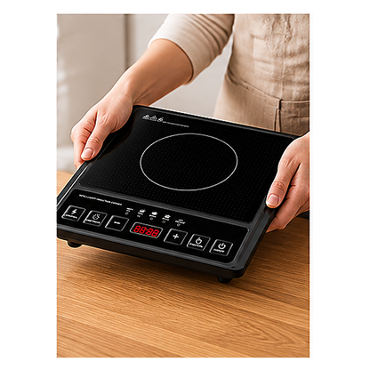 fornello elettrico, 2000W, portatile, timer, display digitale, temperatura regolabile
