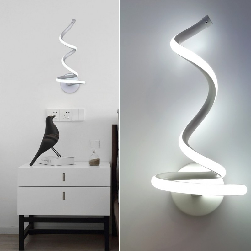 APPLIQUE LED DA PARETE A SPIRALE 12 W BIANCO MODERNO LUCE FREDDA