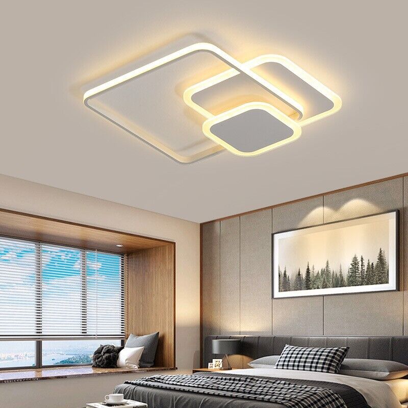 LAMPADARIO LED 48W MODERNO 3 QUADRI BIANCO