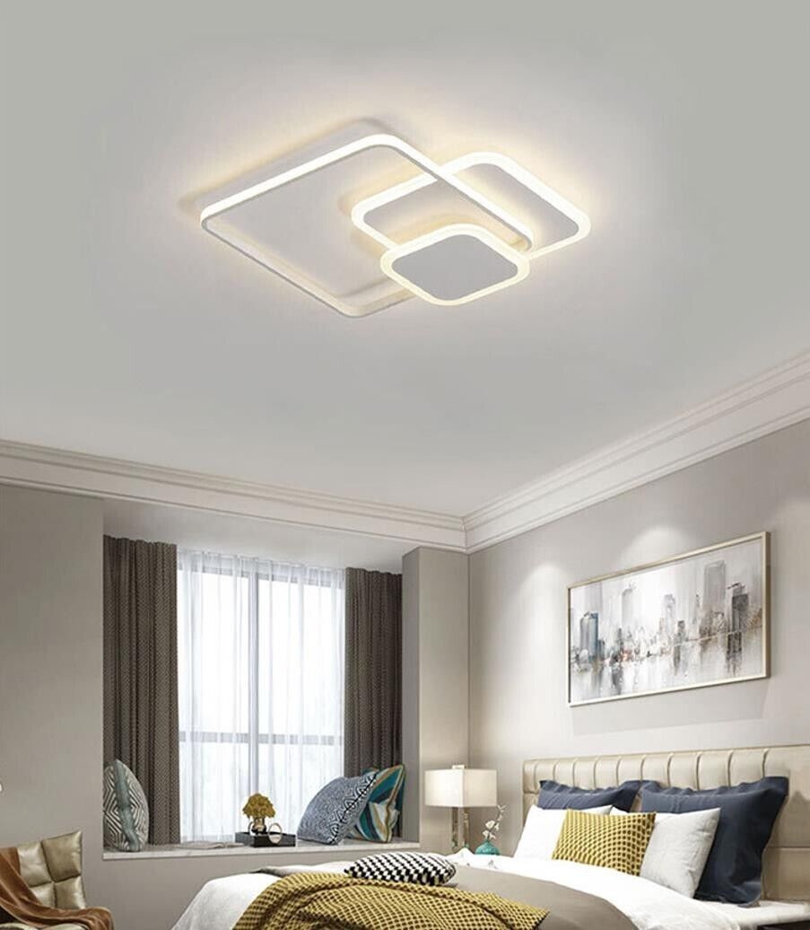 LAMPADARIO LED 48W MODERNO 3 QUADRI BIANCO