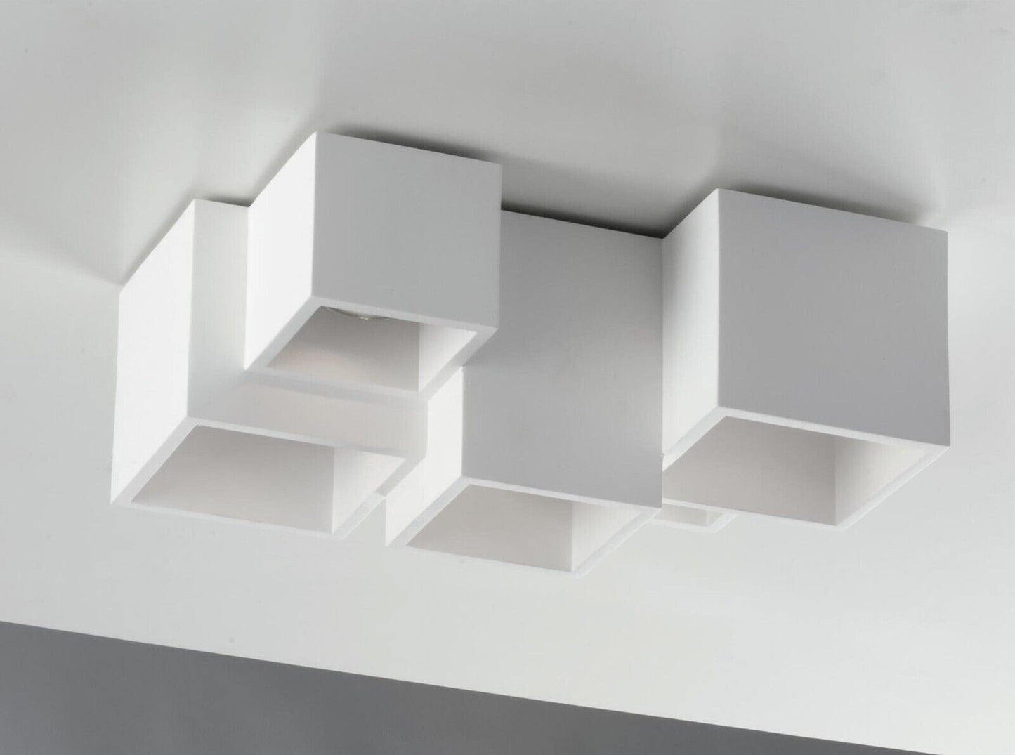 LAMPADA IN GESSO DA SOFFITTO A 5 CUBI GU10 VERNICIABILE