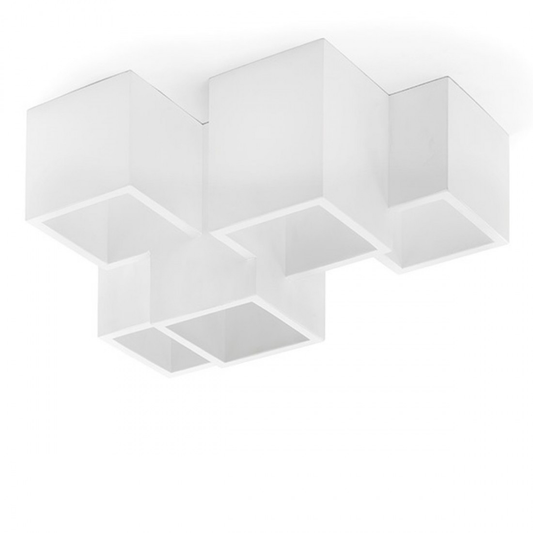 LAMPADA IN GESSO DA SOFFITTO A 5 CUBI GU10 VERNICIABILE