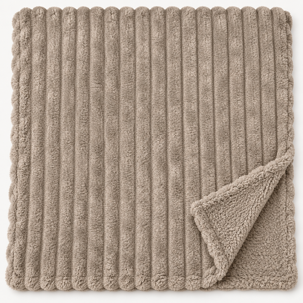 Plaid Singolo in Caldo Pile con Sherpa e Lavorazione a Coste in Rilievo, Coperta Sofà Letto Super Morbida, Disponibile in 8 Colori, Accessorio Arredo Relax