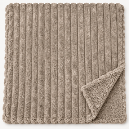 Plaid Singolo in Caldo Pile con Sherpa e Lavorazione a Coste in Rilievo, Coperta Sofà Letto Super Morbida, Disponibile in 8 Colori, Accessorio Arredo Relax
